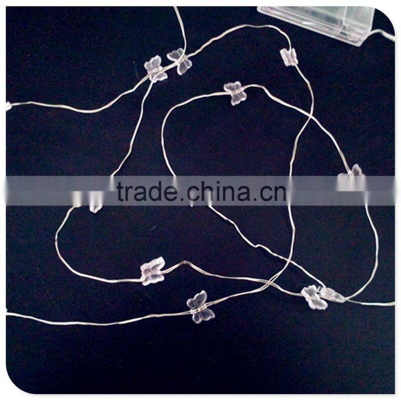purple color small butterfly copper wire battery operated led christmas lights