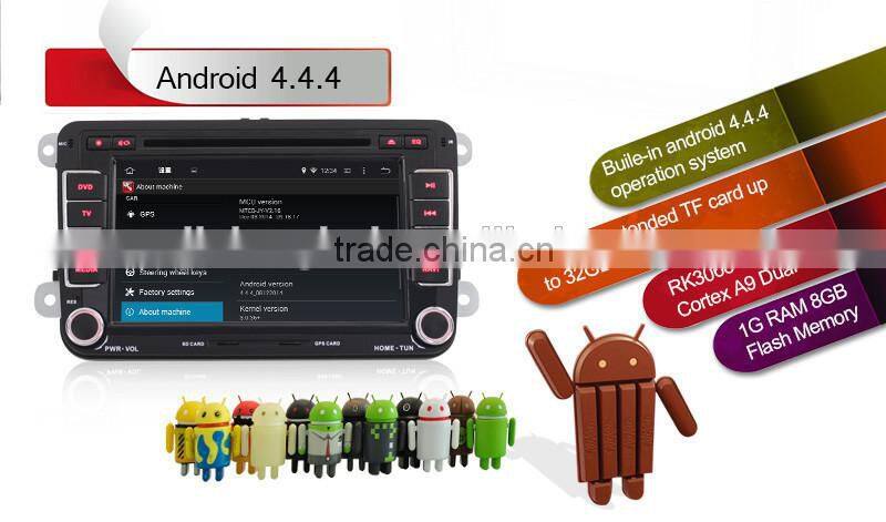 2 Din Car DVD Player for Volkswagen Android 4.4.4 OS RADIO+WIFI/3G+Torque OBD2+CANBUS+GPS+BT+AUX in/out+USB/SD+Two USB+SWC Playe