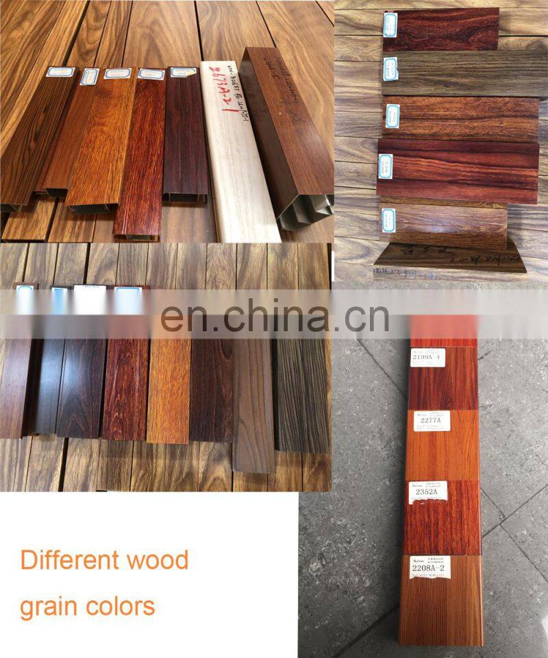 6063 T5 Standard Size CABERNET Wooden Grain Coating Aluminium Rectangular Tube Pipes