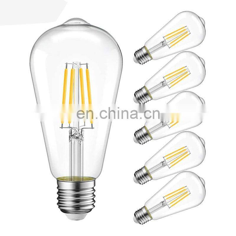 Decorative dimmable LED bulb chandelier light ST64 A19 2W 4W 6W 8W E14 E27 C35 C37 filament bulb