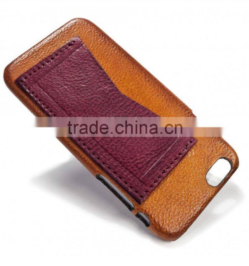 genuine cow leather mobile phone case phone holder with card slot for iphone 6/6s