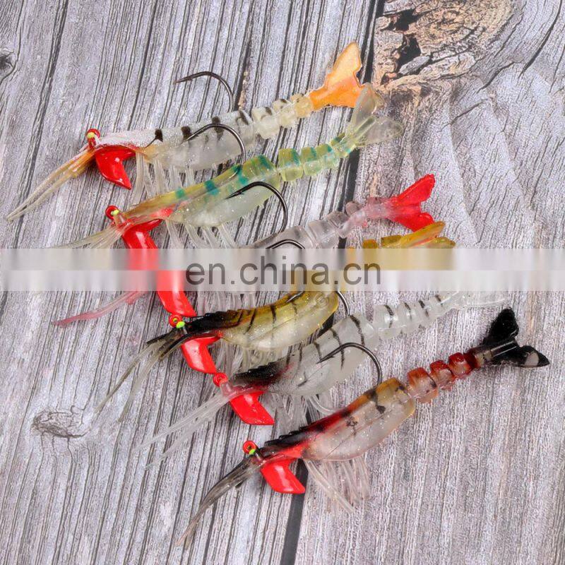 JOHNCOO Wholesale In Stock 9cm 10g Soft Lure Soft Baits Lead Hook Shrimp Soft Fishing Lures
