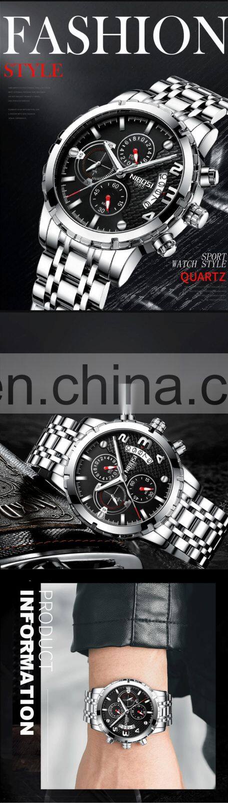 NIBOSI Reloj Hombre 2020 Mens Watches Top Brand Luxury Chronograph Sport Watch Men Waterproof Military Clock Relogio Masculino