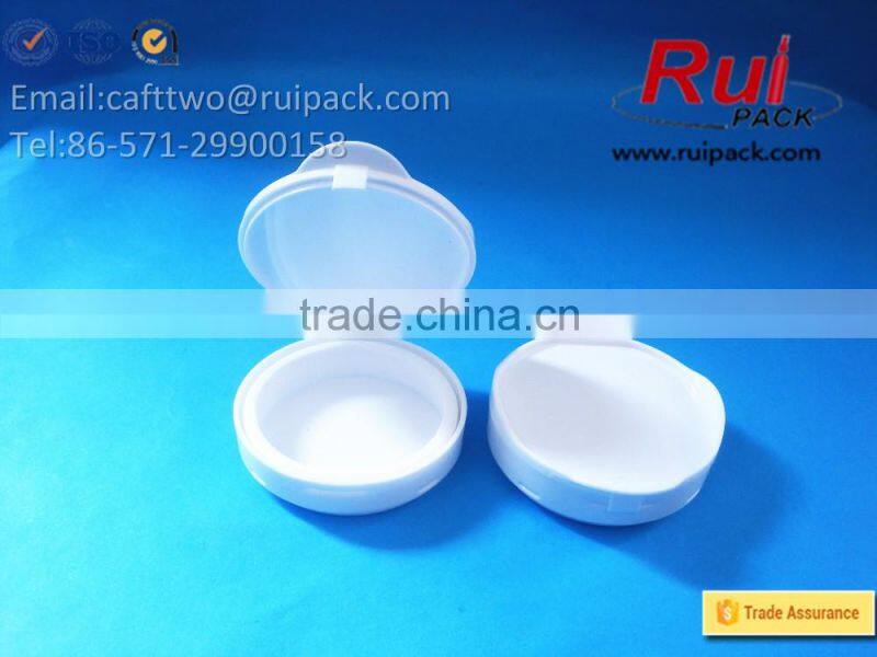 Plastic single layer cosmetic compact powder case, white round pressed powder case