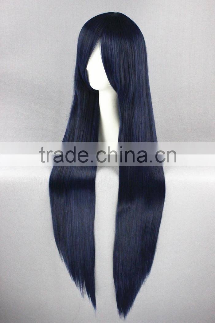 High Quality 100cm Long Straight Umineko no Nakukoroni-Furudo Erika Dark Blue Synthetic Anime Wig Cosplay Hair Wig Party Wig