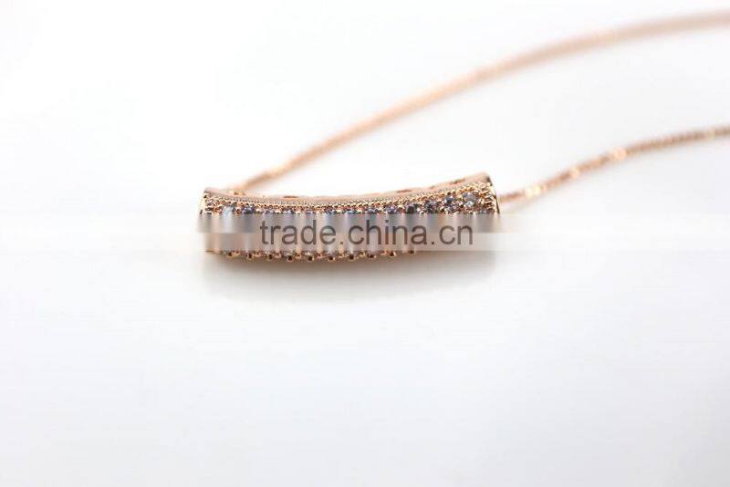Simple design new model hollow rose gold plated pipe pendant necklace fashion jewelry with box chain for wholesale