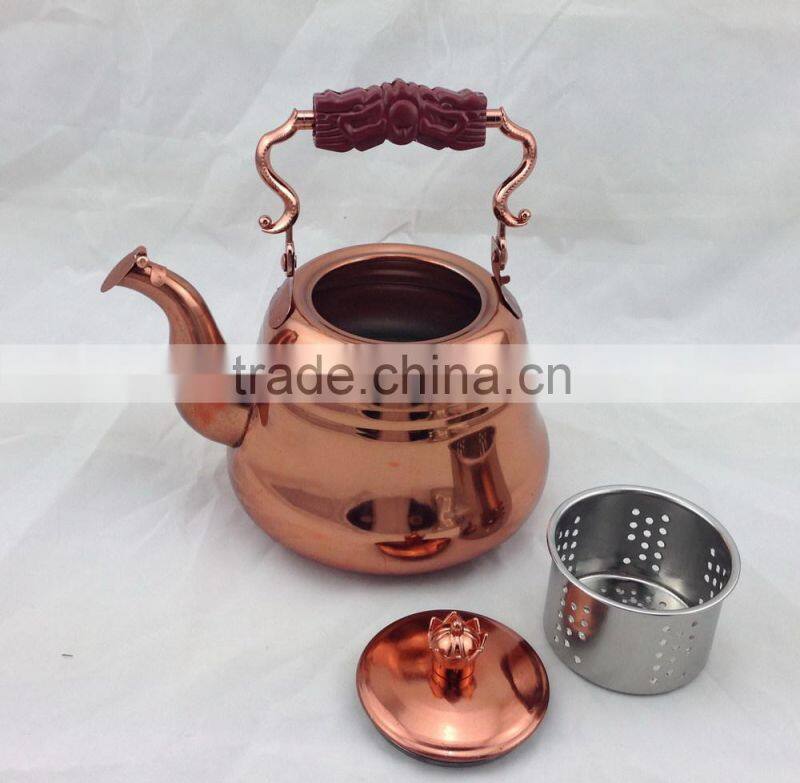 stainless steel Tea pot 2.0L with copper color