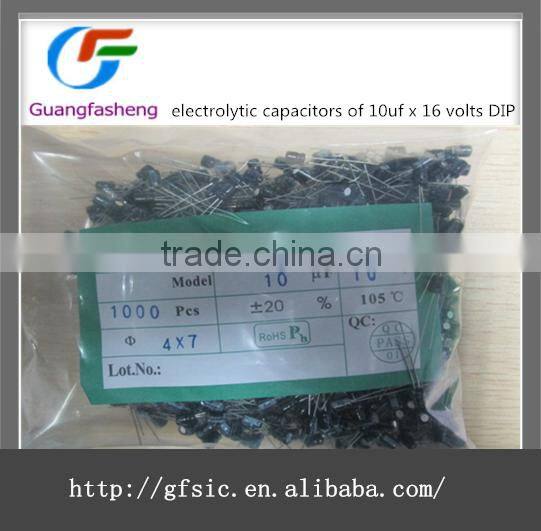 (hot sale)electrolytic capacitors of 10uf x 16 volts DIP