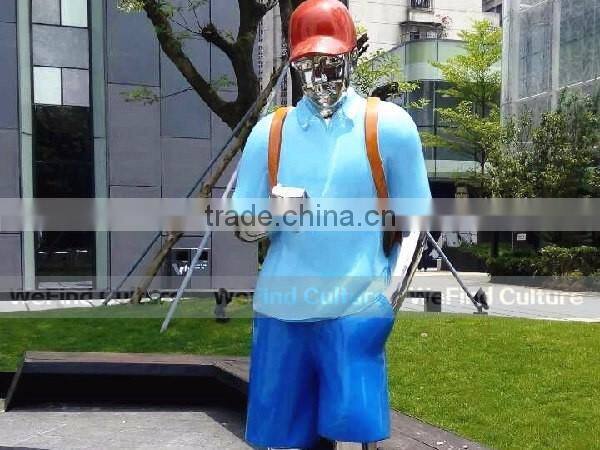 Woman shaped metal stainless steel statue