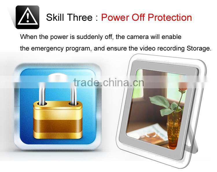 1080P IP Mirror Clock Wifi Hidden Camera with Alarm Sensor
