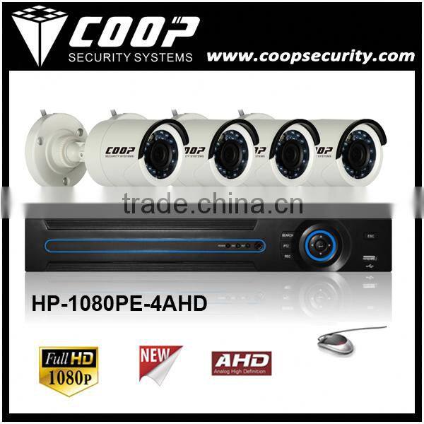 Outdoor Security Smart Phone Hybrid Analog CCTV Camera System AHD Alarm Audio 1080P 4CH DVR System AHD