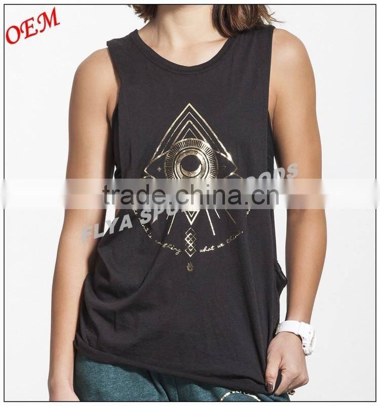 100% Cotton Custom Plain Round Neck Sleeveless Gym Wear Sexy Womens Fitness Tank Top
