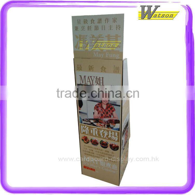 cooking book with CD promotion customized cardboard 3 layer stand display rack
