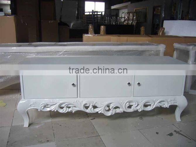 White solid wood TV stand XTV10018