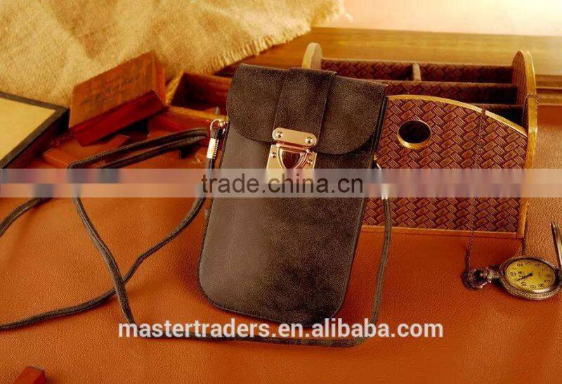 Universal Frosted PU Leather Bag Phone Bags With Metal Buckle For Mobile Phone For Samsung Galaxy S6 Edge MT-3874