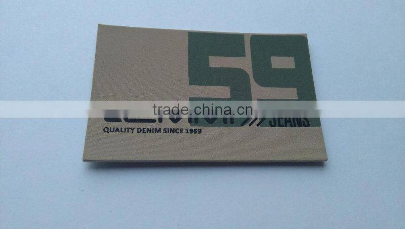 Custom printed white fake leather patch