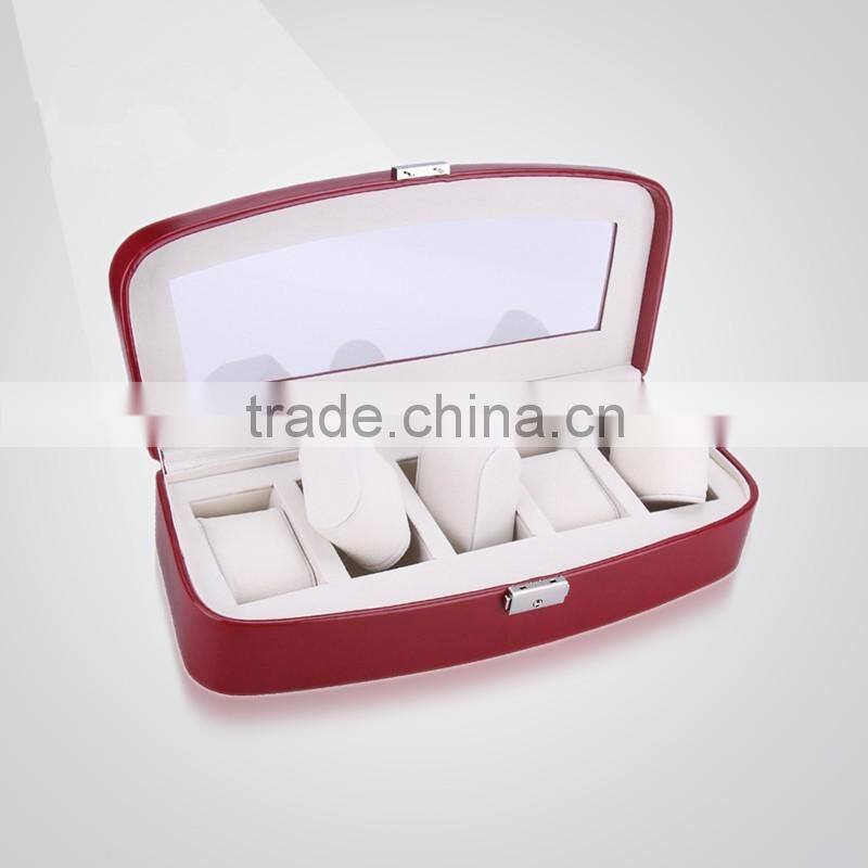 Custom logo pu leather gloss top watch storage box wholesale