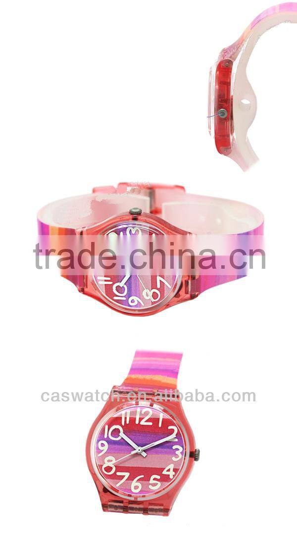 Fashion colorful rainbow color plastic watch