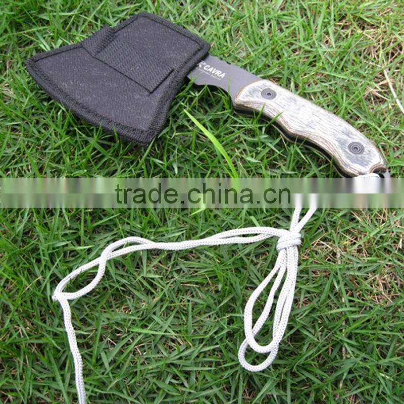 portable outdoor camping axe with wood handel
