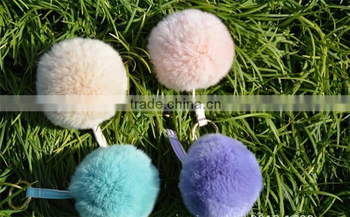 New Arrival Big soft Rabbit Fur Ball key chain
