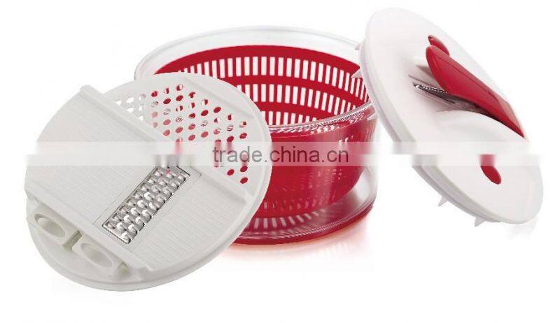 2016 Plastic Large Size Salad Spinner with mandoline slicer Multifunctional salad spinner