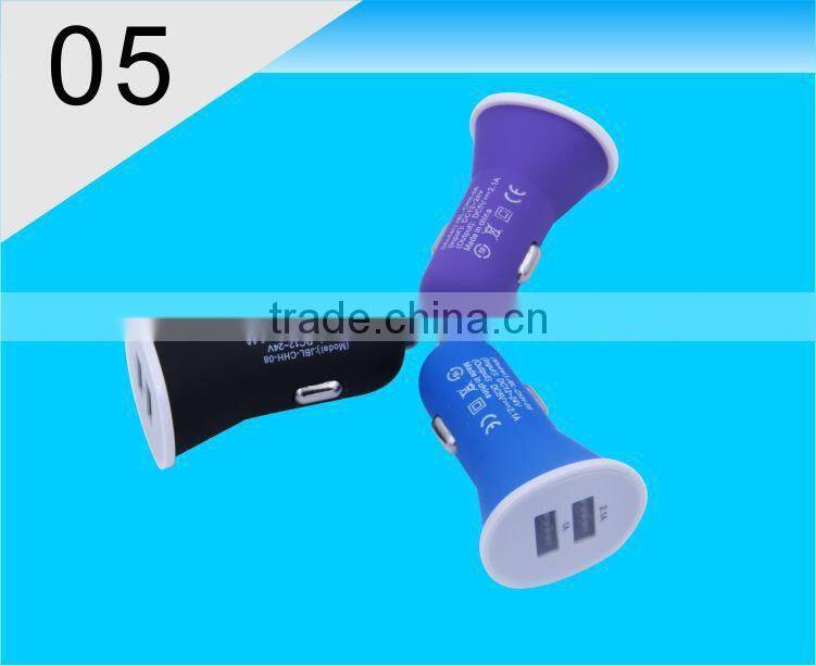 Factory mini usb car charger with twin socket for phone