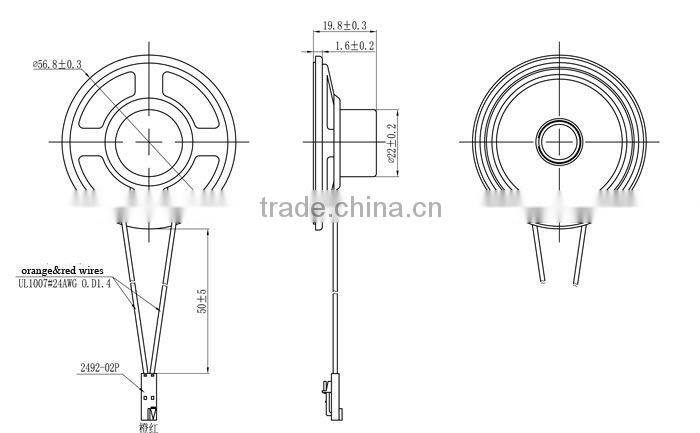 57mm 3.2ohm 0.25W big sound mylar waterproof speaker