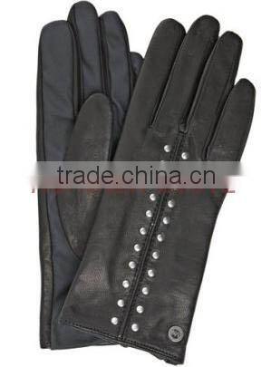 HS119 ladies winter studded leather gloves
