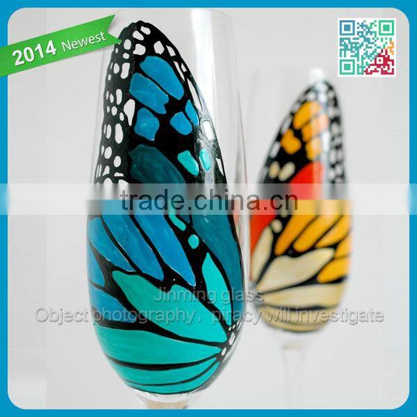 Butterfly Glass Champagne Flutes Personalized Painted Glass Goblet
