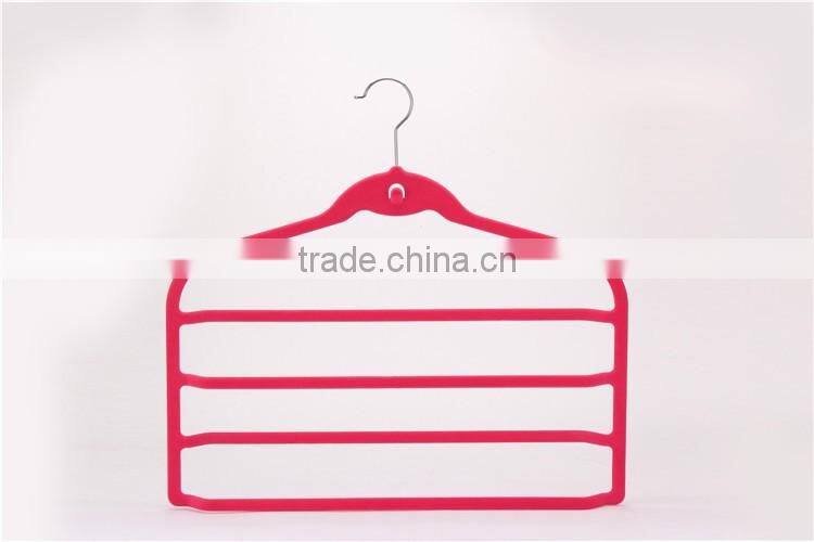 Family Indoors Use Velvet Flocked Trousers Hanger with A Hook