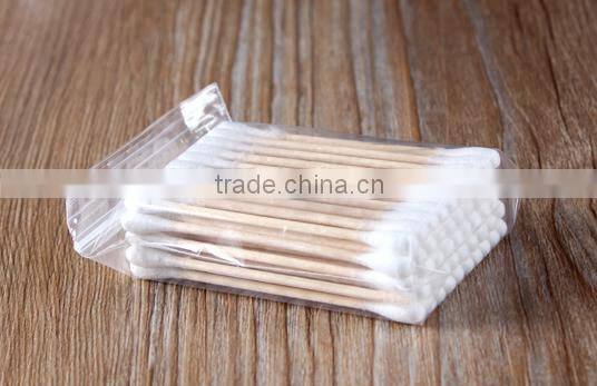 50pcs Double Ends Brich Wood Stick Cutton Disposable Beauty Clean Makeup Swabs