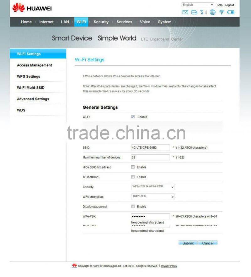 Huawei E5172s-22 LTE FDD800/900/1800/2100/2600Mhz TDD2600Mhz Wireless Gateway Router
