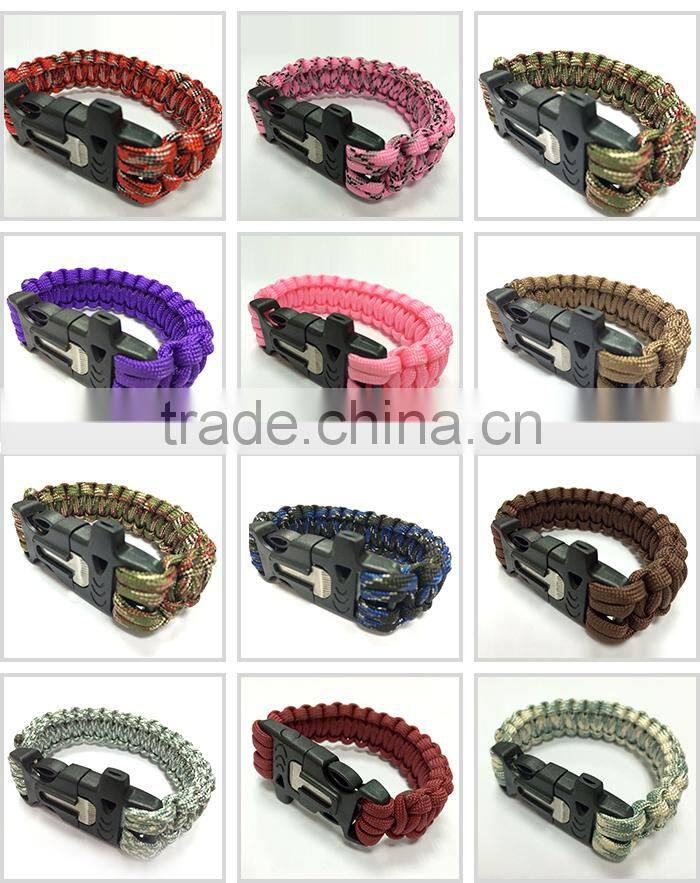China manufacture professional outdoor camping survival bracelet
