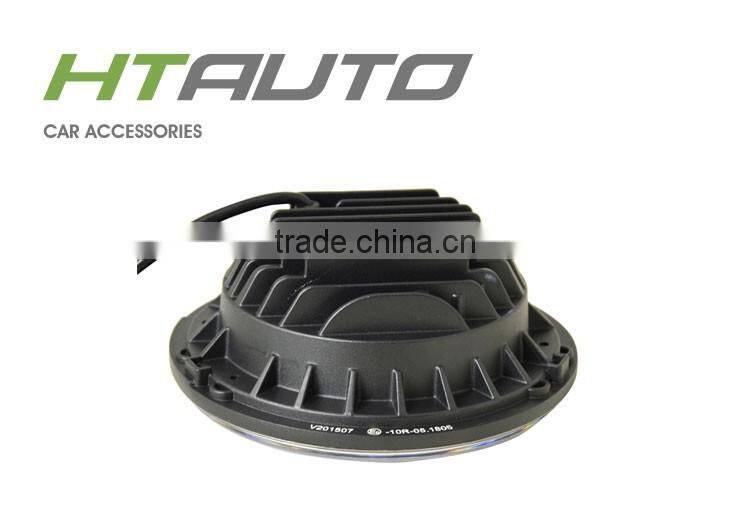 HTAUTO LED Auxiliary Work 7" Round Led Headlight All Round Halo Ring Motorcycle Spotlight Daymaker Headlight for JEEP Harley