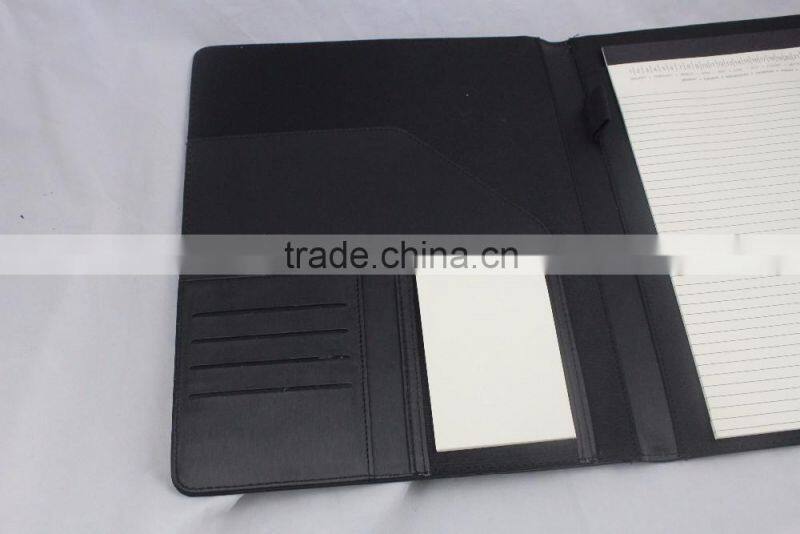 2016 Best selling promotional customer design pu/genuine leather writing tablet with delicate buckle