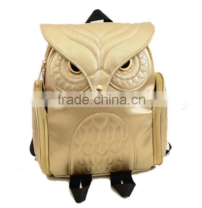 Owl Shape pu leather school backpack high class girls travel school bags