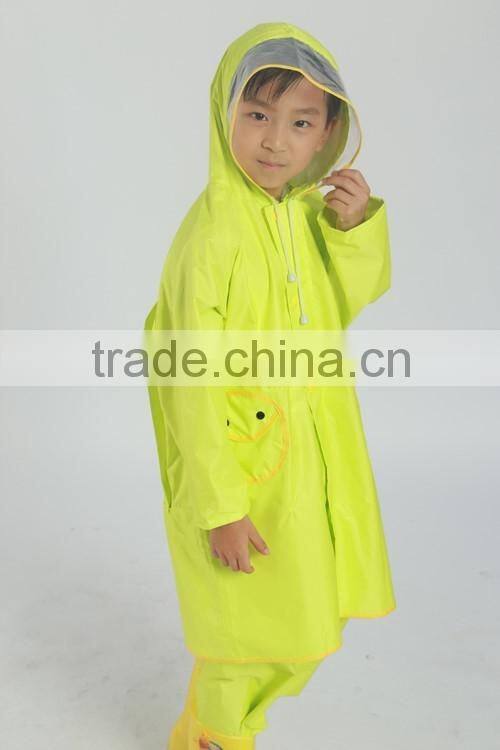 school kids use school bag raincoat