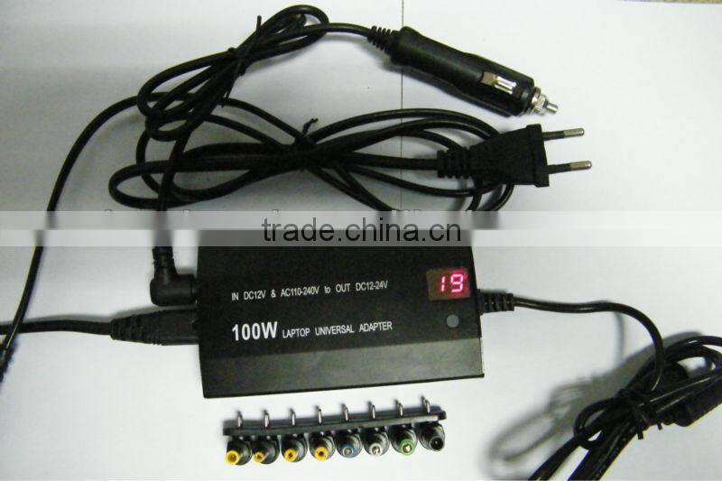 facotry supply Real watt 100W 2in1 Notebook Ac Adapter with LED display and USB port