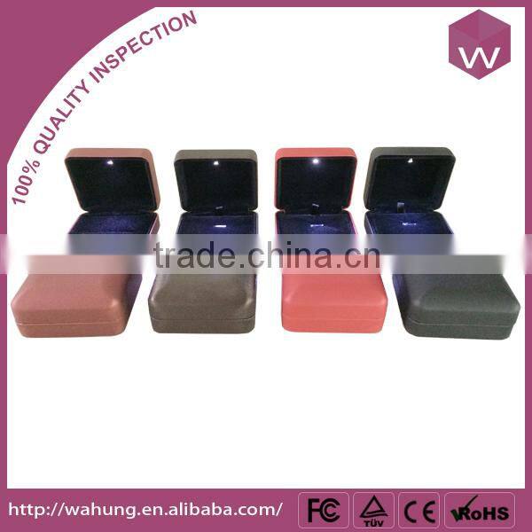 PU leather RED Led light jewelry boxes /blue LED light box for gift wholesale (WH-3718-JL)