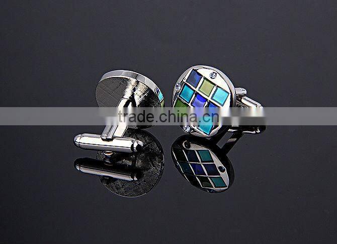 Promotion men's colouful enamelled cufflink and tie clip set