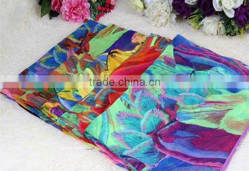 designer ladies cloth floral printed polyester scarf