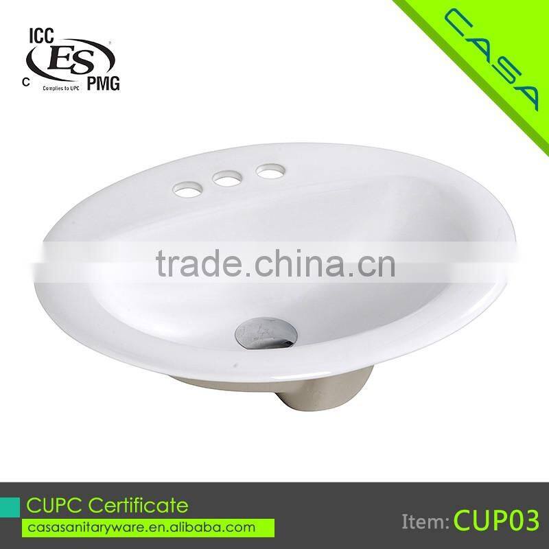 China stylish simple 3 hole washroom bedroom decorative wash basin