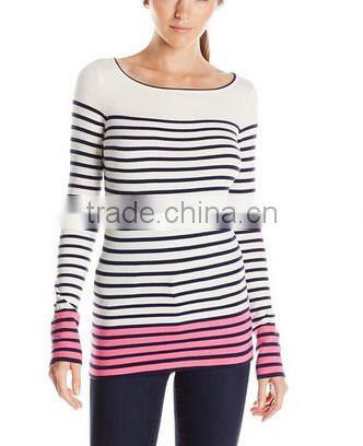 Women's Long Sleeve black stripe 12GG knitted Cardigan Sweater