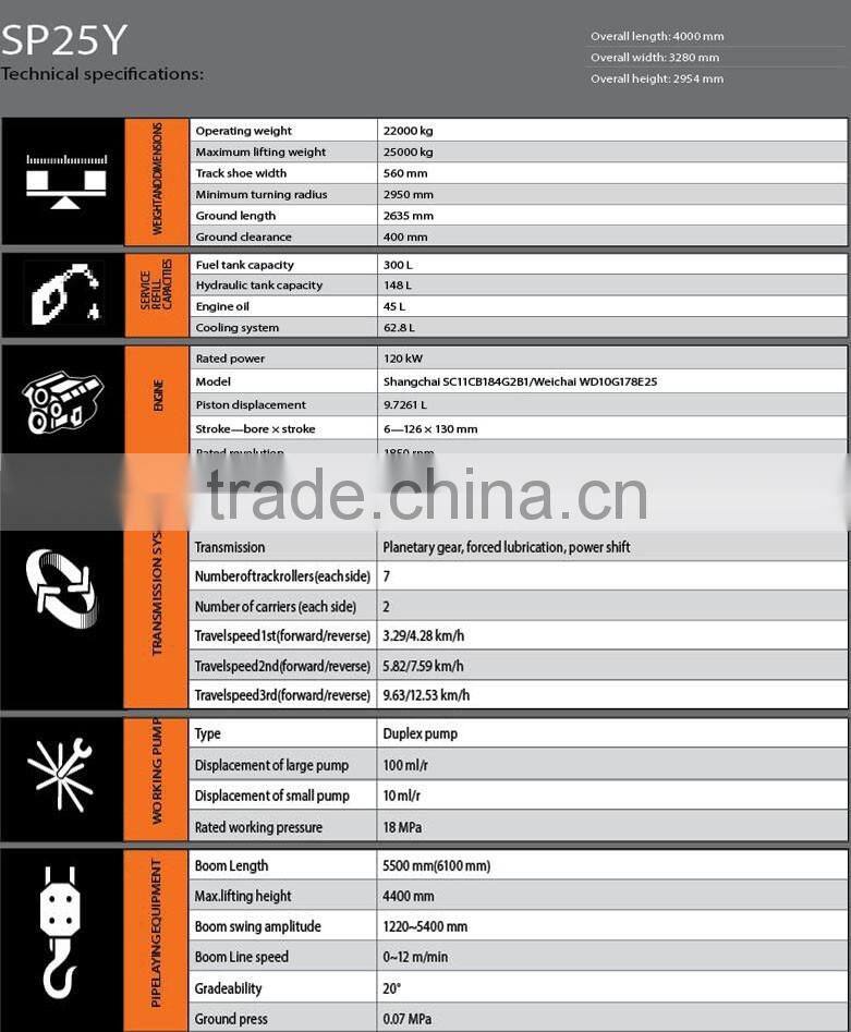 ShanTui Pipe Layer Series:SP25Y/Rated power:120/1850kW/rpm