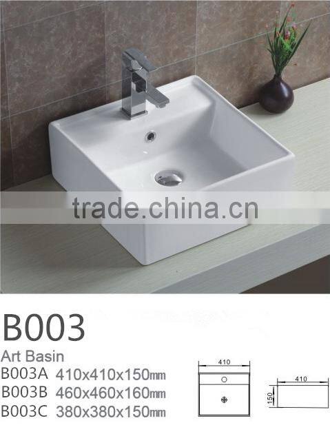 new design art basin ceramic bathroom white basin square shape new design single hole wash basinYB003