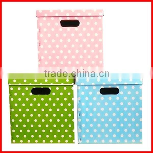 Various Color Cheap Custom Paper White Dot Clothes Storage Box , Shoe Box Wholesale