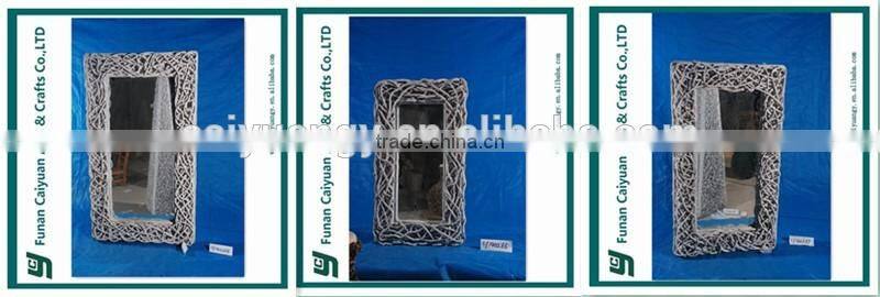 Wooden high wicker framed home decoration handmade mirror design