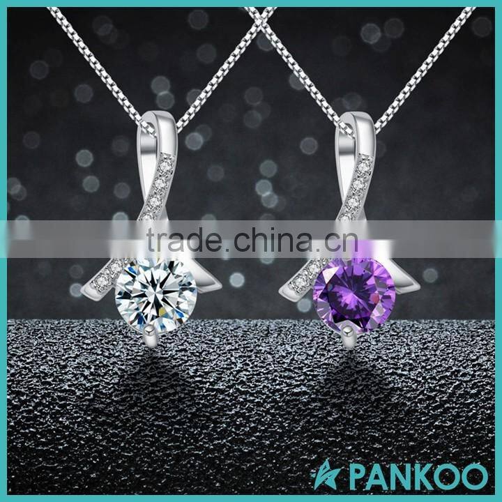 Stock European 925 sterling silver micro pave cubic zirconia shiny pendant