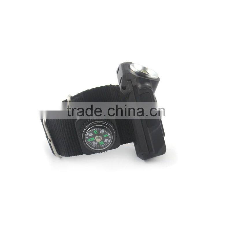 Outdoor Compass Flashlight Torch Lamp Light LED Date Display Wrist Watch Lamp