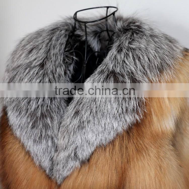 2016/2017 Retail Hot Sale Natural Red Fox Fur Vest with Silver Fox Fur Collar for Fashion Women Fur Gilet with Cheap Price